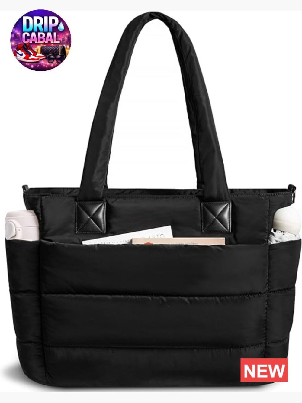Quilted Nylon Puffer Tote Bag Lightweight Work Tote for Teacher Nurse Travel